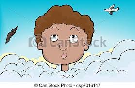 La tête dans les nuages. Tete Nuages Jeune Personne Avion Oiseau Canstock