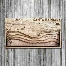 Santa Barbara Ca Wood Map 3d Nautical Wooden Chart