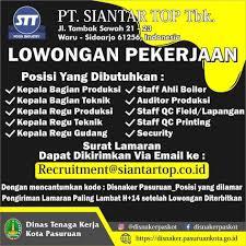 Info lowongan kerja call : Lowongan Kerja Pt Siantar Top Bekasi 2021 Lokerhariini Com