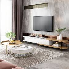 Round Tv Cabinet And Coffee Table Minimalist Living Room Living Room Tv Cabinet Living Room Wood