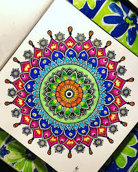 Colorful Mandala Pattern With Brush Pens Mandala Doodle Zentangle Pattern Mandala Doodle Mandala Pattern Mandala Coloring