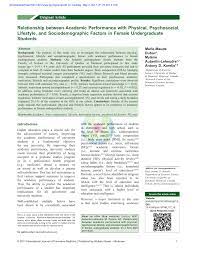 Pdf Relationship Between Academic Performance With Physical Psychosocial Lifestyle And Sociodemographic Factors In Female Undergraduate Students