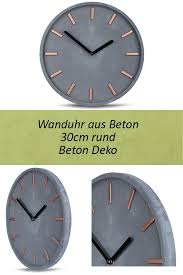 Hochwertige Beton Uhr Wanduhr 30cm Grau Kupfer Uhrzeit Modern Wanddeko Wanduhr Wanduhren Wohnzimmer Wanduhr Design
