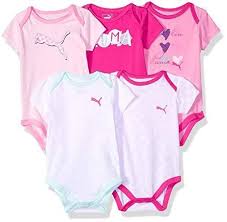 Puma Baby Girls Five Pack Bodysuit Set Pink Glow 3 6m Clout Designer Cloutclothes Com Kids Outfits Cute Baby Girl Outfits Baby Girl Clothes
