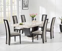 Raphael 170cm Cream Pedestal Marble Dining Table With Raphael Chairs