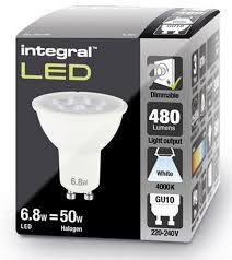 When dealing with led bulb brightness, you want to think lumens, not watts. Dimmable Gu10 Led Spotlight Bulb 50 60w Equivalent 480 Lumen Cool White Integral