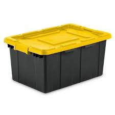 Black And Yellow Storage Bins With Wheels Sterilite 15gal Industrial Tote Black With Gray Lid And Latches Sterilite Yellow Lily Storage Spaces
