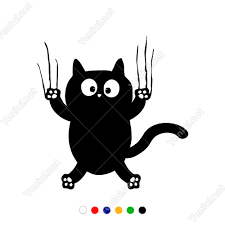 Camdan Asagi Cizik Yapan Kedi Sticker Yapistirma