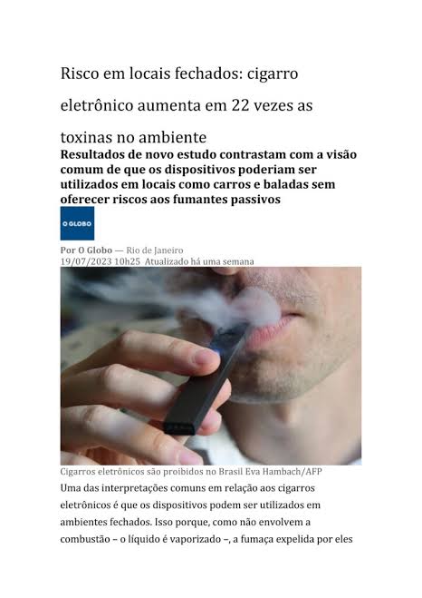 Risco em locais fechados: Cigarro eletrônico aumenta em 22 vezes as toxinas no ambiente - AMB