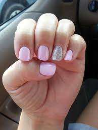 For a perfect polish, apply one stroke of nail lacquer down the center of the nail, followed by one stroke along each side of the nail. Gel Nails Baby Pink And Glitter Pink Gel Nails Gel Nails French Simple Nails