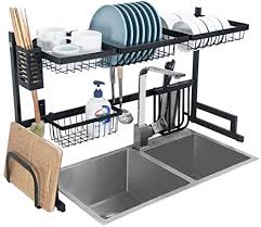 Get it tomorrow, jun 4. Amazon Com Dish Drying Rack Over Sink Kitchen Supplies Storage Shelf Countertop Space Saver Display Stand Tableware Drainer Organizer Utensils Holder Stainless Steel Black Kitchen Dining