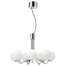 Simrishamn Chandelier 7 Armed Chrome Plated Opal Glass Ikea