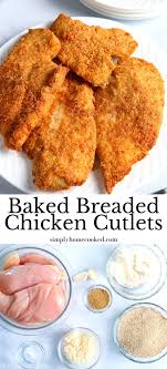 They're pan fried until golden in bread crumbs and romano cheese and full of awesome flavor! Baked Breaded Chicken Cutlets In 2021 Breaded Chicken Cutlets Recipes Baked Breaded Chicken Cutlets