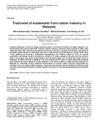 Methods for overcoming to these problems is needed. Pdf Treatment Of Wastewater From Rubber Industry In Malaysia Asmipudin Maj Academia Edu