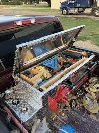 Great Set Up For Off Road Tool Box Or I Use It For Construction And Farm Work Truck Tools Truck Toolbox Organization Truck Organization