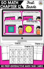 Go Math First Grade Digital Task Cards Two Dimensional Geometry Task Cards Digital Task Cards Go Math