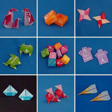 The candy wrappers suitable for this project are from individually wrapped hard candies, fruit chews or bubble gum. Candy Wrapper Origami