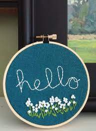 See more ideas about vintage embroidery, embroidery, embroidery patterns. Hello Welcome Sign Hand Embroidered Welcome Sign Hello Hoop Art Hello Wall Art Hello Sign With Florals Floral Ha Hoop Art Hand Embroidery Hand Embroidered