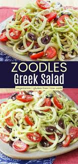 Zoodles Greek Salad A Fresh And Healthy Summer Side Dish Recipe With Zucchini Noodles Tomatoes Olives In 2020 Summer Side Dishes Recipes Zoodle Recipes Greek Salad
