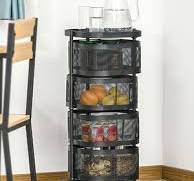 HOMCOM Carrello Portavivande con 4 Cestelli in Rete, Piano d'Appoggio e  Ruote Girevoli, in Acciaio e Plastica PP, 33x33x77cm, Nero : Amazon.it:  Casa e ...