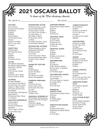 No matter how you watch join the #oscars conversation across the academy's social media channels. Printable Oscars Ballot