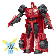 Scan the figure's badge into the transformers. Transformers Robots In Disguise Power Surge Sideswipe Figure And Windstrike The Entertainer
