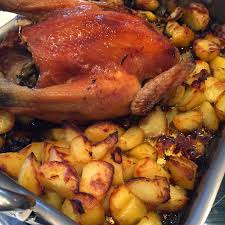 Poulet Roti Pommes De Terre Confites Condiment Echalotes Au Vinaigre Poulet Roti Pomme De Terre Confite Recette Poulet Roti