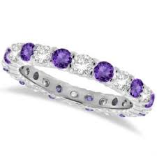 Purple Amethyst Diamond Eternity Ring Band 14k White Gold 1 07ct Allurez Com Eternity Ring Eternity Band Diamond Eternity Ring Diamond