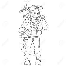 These free, printable halloween coloring pages for kids—plus some online coloring resources—are great for the home and classroom. Colouring Page Cute Cartoon Hunter Or Forester With A Rifle Gun Childish Design For Kids Coloring Book About People Professions Royalty Free Cliparts Vectors And Stock Illustration Image 133814727