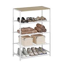 Shop for shoe rack at west elm. Buy Homefort 5 Tier Metal Shoe Rack All Metal Shoe Tower Shoe Storage Shelf With Mdf Top Board Each Tier Fits 3 Pairs Of Shoes Entryway Shoes Organizer With Sturdy Metal Shelves In White