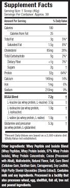 muscletech whey protein nutrition label