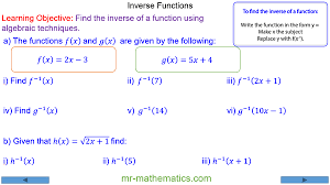 Im3 inverse function graphs name_ worksheet 54 classwork period _ 5. Inverse Functions Mr Mathematics Com