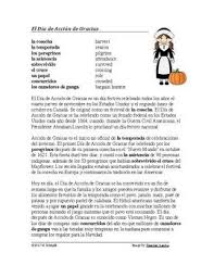 El Dia De Accion De Gracias Lectura Thanksgiving Spanish Reading Handout Reading Comprehension Worksheets Thanksgiving Readings Comprehension Worksheets