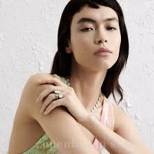 GEORG JENSEN x STINE GOYA Daisy Sterling Necklace, Green, White