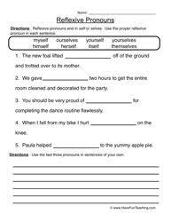 Pronoun Worksheet 4 Reflexive Pronouns Adjectives Lesson Parts Of Speech Worksheets Pronoun Worksheets