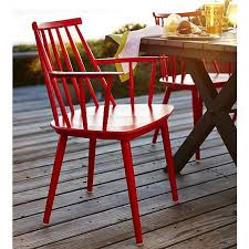 Union Red Dining Arm Chair With Sunbrella Red Ribbon Cushion Dining Arm Chair Kitchen Chairs Chair