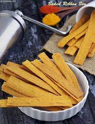Baked Ribbon Sev South Indian Jar Snack Recipe Recipe Snack Recipes Tea Time Snacks Healthy Indian Snacks
