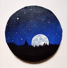 Dessine les coloriages pleine lune de dessin et coloriage en ligne pour enfants. Tableau De Nuit Pleine Lune Decoration Murale Et Interieure In 2021 Simple Canvas Paintings Night Sky Painting Vinyl Art Paint