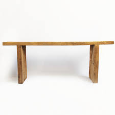 Rustic Aged Elm Plank Wood Console Table With A Raw Wood Finish Console Furniture Wood Console Table Raw Wood