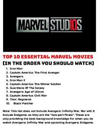 My Definitive List In Order Of What Marvel Movies To Watch Before Infinity War Endgame This Probably Is Marvel Movies In Order Marvel Movies Movies To Watch
