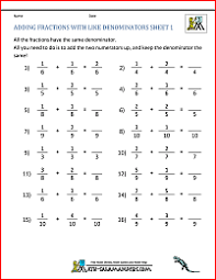 Printable Fraction Worksheets