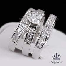 Pin Op 3 Piece Bridal Engagement Ring Set