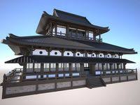 Traditional Japanese Temple 3d Model Japanese Temple Japanese Buildings Japanese Traditional