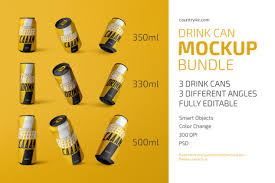 Can Animated Mockups Bundle In Packaging Mockups On Yellow Images Creative Store