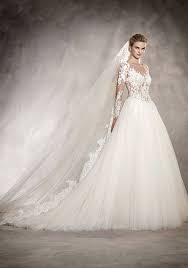 Sheer Long Sleeve Floral Applique Ballgown Wedding Dress Modwedding Pronovias Wedding Dress Wedding Dresses Wedding Dresses Lace