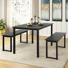 We have the largest selection of dinette sets and you'll receive the best customer service in the industry. Harper Bright Designs 3 Piece Black Dining Table Set With 2 Benches Wf189715aab The Home Depot