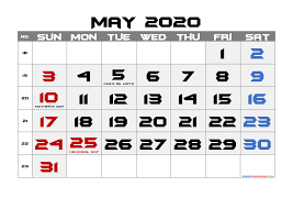 Free Printable May 2020 Calendar With Holiday In 2020 Calendar Printables Printable Calendar Printable Calendar Template