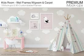 Kids Room Wall Frames Wigwam Set In 2020 Kids Room Wall Wall Frames Psd Mockup Template