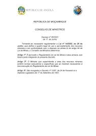 O que faz o cislamo em moçambique? Republica De Mocambique Conselho De Ministros