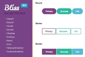 Bliss Flat Button Pack Sass Css Animation Classes Custom Buttons